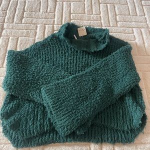 Green free people sweater oversized XS slightly cropped